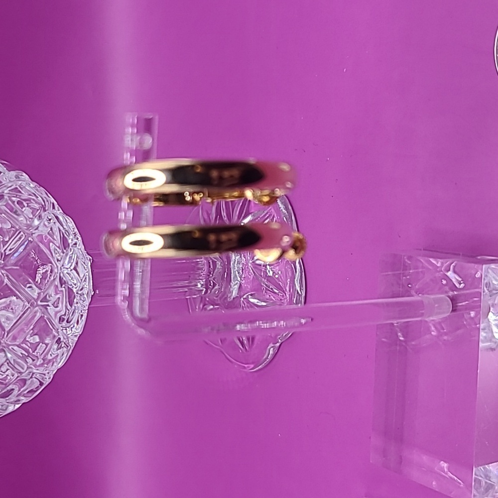 Gold tone hoop clip on earrings by Napier - Picture 3 of 9